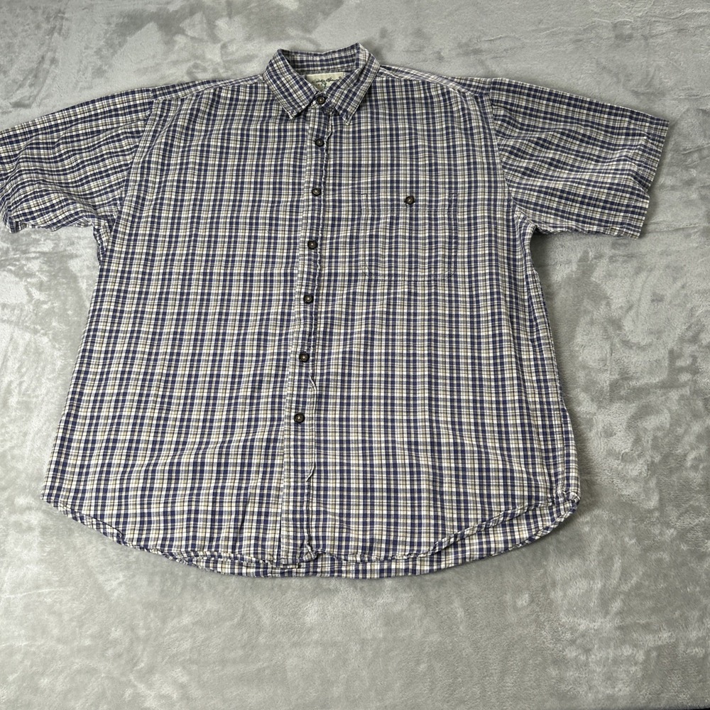 Eddie Bauer Shirt Mens L Large Plaid 100% Cotton Button Down Classic Fit
